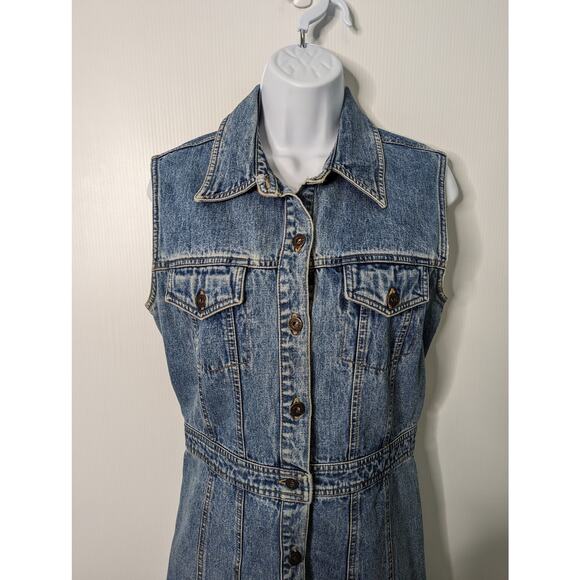 Gap Jean Dress Sleeveless Trucker Style Top Button Front Cotton Vintage 90's - Picture 3 of 6